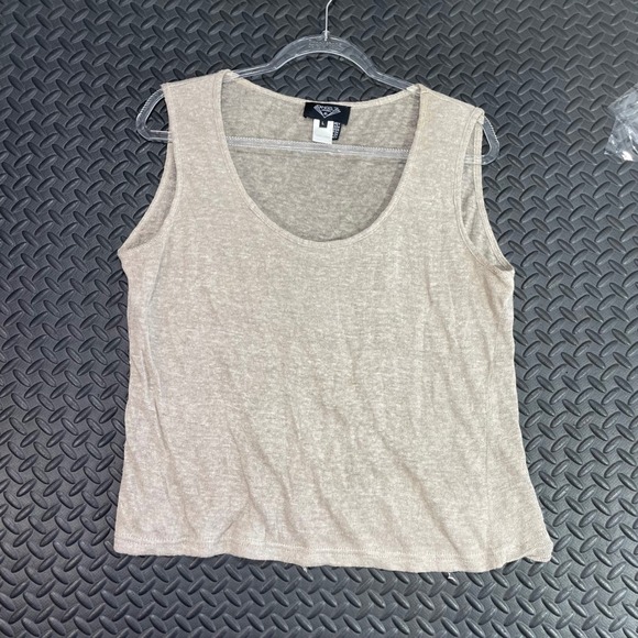 Vintage Angel Apparel Beige 100% Linen Tank‎ Top Women's Size Large Casual Wear - Picture 1 of 6